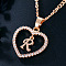 Alloy Crystal Rhinestone Heart with Initial Pendant Necklaces, Rose Gold, Letter R, 16.93 inch(43cm)