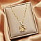 Alloy Crystal Rhinestone Pendant Necklaces for Women, Golden, Rabbit, 17.72 inch(45cm)
