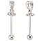2Pcs 925 Sterling Silver Rhinestone Pendant Bails, Round, with 1Pc Suede Fabric Square Silver Polishing Cloth, Platinum, 17.5x5mm, Hole: 2.5x3.5mm
