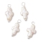 Natural Keshi Pearl Pendants, Cross Charms, with Silver Color Plated Brass Loops, Seashell Color, 19x7.5x3.5mm, Hole: 2.5mm