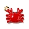 Zinc Alloy Enamel Pendants, Red, Golden, Crab, 13.5x15x4.5mm, Hole: 1.4mm