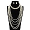 Plastic Pearl Round Beaded Multilayer Necklaces & Dangle Earrings Sets, White, 350~700mm