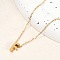 Ion Plating(IP) 304 Stainless Steel Pendant Necklaces, Real 18K Gold Plated, Letter, Letter F, 15.94 inch(40.5cm)~16.14 inch(41cm)+54mm extender, Letters: 9.5x5x4mm.