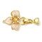Brass Pendant Bails, Flower, with Micro Pave Cubic Zirconia, Enamel Powder, Cadmium Free & Lead Free, Rack Plating, Long-Lasting Plated, Golden, 34.5mm
