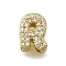 Brass Micro Pave Cubic Zirconia Letter Multi-Strand Links, Lead Free & Cadmium Free, Real 18K Gold Plated, Letter R, 8.5x6.5x4.5mm, Hole:  3.5x1.5mm