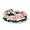 Chip Natural Gemstone Beaded Stretch Bracelets Sets, Including Natural Sunstone, Howlite, Malachite, Inner Diameter: 1-3/4~2-1/4 inch(4.5~5.7cm), 3pcs/set.