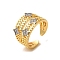 Rack Plating Brass Micro Pave Clear Cubic Zirconia Cuff Rings for Women, Long-Lasting Plated, Cadmium Free & Lead Free, Real 18K Gold Plated, Star, 14mm