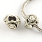 Alloy Rhinestone European Beads, Large Hole Beads, Antique Silver, Crystal, 12x13x8~9mm, Hole: 5mm