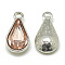 Alloy Glass Pendants, Faceted, teardrop, Platinum, Dark Salmon, 18x10x5mm, Hole: 2mm
