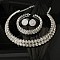 Flat Round Alloy Rhinestone Chain Bracelets & Stud Earrings & Multilayer Chain Necklaces, Silver, 125mm & 55mm