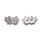 Brass Micro Pave Cubic Zirconia Links connectors, Swan, Black & Clear, Platinum, 13x25x1.9mm, Hole: 1.4mm