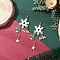 Alloy Enamel Dangle Earrings, Snowflake, with 304 Stainless Steel Charms, Golden, 83mm