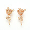 Brass Pendants, Cadmium Free & Nickel Free & Lead Free, Flower Charms, Real 18K Gold Plated, 13.2x6x5mm, Hole: 0.7mm