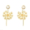 201 Stainless Steel Dandelion Dangle Stud Earrings with Brass Pins, Long Drop Earrings with ABS Plastic Imitation Pearl, Golden, 55x30mm