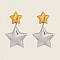 304 Stainless Steel Two Tone Star Dangle Stud Earrings, Golden & Silver, 36x22mm