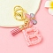 Epoxy Resin Keychian, with Alloy Key Rings & Tassel Pendants, Butterfly, Pink, Letter B, 102mm