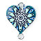Alloy Enamel Connector Charms, Heart-Shaped Links with Flower Pattern, Platinum, Colorful, 20x16mm