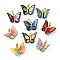 Brass Pendants, with Cubic Zirconia, Film, Long-Lasting Plated, Lead Free & Cadmium Free, Real 18K Gold Plated, Butterfly, Mixed Color, 16~17x23~14x6mm, Hole: 6x3.5mm