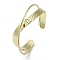 Rack Plating Brass Criss Cross Cuff Bangles, Lead Free & Cadmium Free, Real 18K Gold Plated, Inner Diameter: 2-1/4 inch(5.8cm)