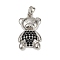 Brass Micro Pave Cubic Zirconia Pendants, Bear Charms, Long-Lasting Plated, Lead Free & Cadmium Free, Platinum, 27x16.5x5.5mm, Hole: 4.5x3.5mm