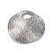 304 Stainless Steel Pendants, Textured, Flat Round Charms, Antique Silver, 29x30x2~2.5mm, Hole: 5x7.5mm