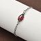 304 Stainless Steel Enamel Link Bracelets, Cable Chain Bracelets for Women, Ladybug, Stainless Steel Color, 7 inch(17.7cm)