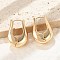 Brass Hoop Earrings for Women, Flower, Real 14K Gold Plated, 29x10mm
