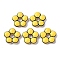 Handmade Glass Enamel Beads, Flower, Dyed & Heated, Yellow, 24x24.5x7~8mm, Hole: 5.8mm