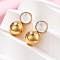 304 Stainless Steel Stud Earrings, Round, with Glass, Golden, 15x14mm
