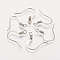 Brass French Earring Hooks, Flat Earring Hooks, Ear Wire, with Horizontal Loop, Nickel Free, Platinum, 17mm, Hole: 2mm