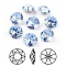 Pointed Back & Back Plated K9 Glass Rhinestone Cabochons, Grade A, Faceted, Flat Round, Light Sapphire, 8x4.5mm