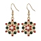 Christmas Alloy Rhinestone Dangle Earrings, with 304 Stainless Steel Earring Hooks, Snowflake, Golden, 38x19mm