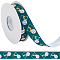 25 Yards Sport Ball Theme Printed Polyester Grosgrain Ribbon, for Clothes Sewing, Teal, Tennis, 7/8 inch(22mm)