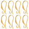 40Pcs Brass Earring Hooks, Cadmium Free & Lead Free, Real 24K Gold Plated, 20 Gauge, 14x14.5x0.8mm, Hole: 1.6mm, Pin: 0.8mm