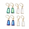 Glass Leverback Earring, with Brass Finding, Trapezoid, Mixed Color, 41x11mm