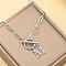 Stainless Steel Paperclip Chain Initial Necklaces with OT Clasps, Stainless Steel Color, Letter M, 18.11 inch(46cm)