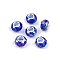 Transparent Glass European Beads, Large Hole Beads, with Brass Cores, AB Color Plated, Faceted, Rondelle, Blue, 13.5~14x9~9.5mm, Hole: 5mm