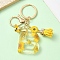 Resin & Alloy Enamel Keychain, with Alloy Clasp and Iron Rings, Letter B, 6cm, Pendant: 20~45mm