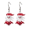 Christmas Theme Glass Dangle Earrings, with Brass Findings, Santa Claus, 47~48x20~22mm