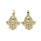 Brass Micro Pave Cubic Zirconia Pendants, Cadmium Free & Nickel Free & Lead Free, Hamsa Hand with Eye Charms, with Enamel, Real 18K Gold Plated, Clear, 21x18.5x3mm, Hole: 2.6x4.8mm
