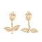 Brass Pendants, Flower Charms, Golden, June Rose, 21x16x6.5mm, Hole: 0.9mm
