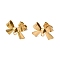 304 Stainless Steel Bowknot Stud Earring Findings, with Loop, Golden, 10x15mm, Hole: 1.2mm, Pin: 0.7mm