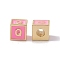 Rack Plating Brass Enamel Beads, Cadmium Free & Nickel Free & Lead Free, Real 18K Gold Plated, Cube with Letter, Pearl Pink, Letter.Q, 6x6x6mm, Hole: 2.5mm