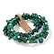 3Pcs Natural Malachite Bead Bracelet  Sets for Men, 7-1/2 inch(19cm)