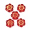 Baking Paint and Golden Metal Enlaced Glass Beads, Flower, Red, 13x14x4.5mm, Hole: 1.2mm