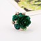 Resin Rose Finger Rings, Alloy Rings, Ethnic Style Ring Sweet Fashion Accessory, Light Gold, Dark Green
