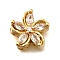 Brass Pave Cubic Zirconia Multi-strand Links, Flower, Real 18K Gold Plated, Clear, 11x11.5x5mm, Hole: 1.2mm