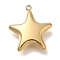 PVD Vacuum Plating 304 Stainless Steel Pendants, Star Charm, Real 18K Gold Plated, 23x21x6.5mm, Hole: 1.8mm