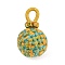 Polyester Pendants, Multicolor Woven Ball Charm, Green, 38.5~39x22.5~23mm, Hole: 4.5x8.5mm