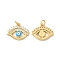 Rack Plating Brass Micro Pave Cubic Zirconia Pendants, with Jump Rings & Enamel, Long-Lasting Plated, Lead Free & Cadmium Free, Evil Eye Charm, Real 18K Gold Plated, 14x18x2mm, Hole: 3.5mm